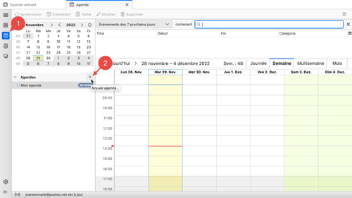 Ouvrez le calendrier dans Thunderbird et cliquez à gauche sur le symbole plus.