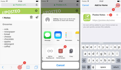 Add Posteo notes to your iOS home screen
