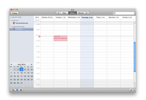 The calendar entries from your Posteo calendar will now be synchronised (you may need to restart iCal).