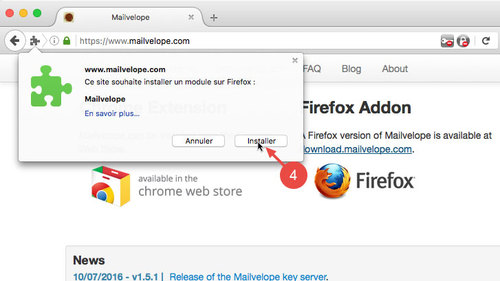 Installer une extension Firefox : étape 4