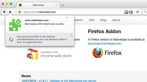 Installer une extension Firefox : Installation finalisée