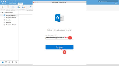 Configurer Microsoft Outlook pour Mac : étapes 4 à 5