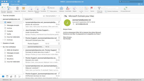 Configurer Microsoft Outlook pour Mac : boîte mail exemple