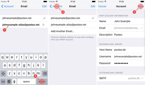 Save your new alias by navigating back and tapping "Done"