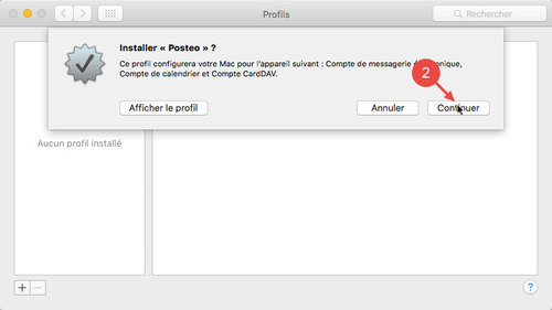 Installer le profil Posteo dans Mac OS X : étape 2