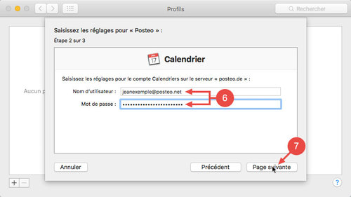  \tInstaller le profil Posteo dans Mac OS X : étapes 6 à 7