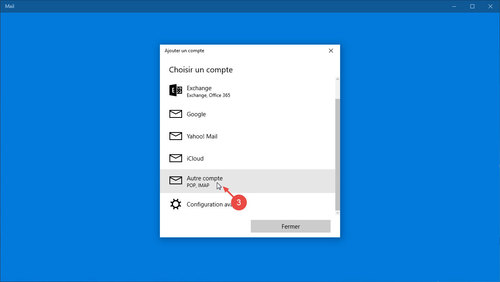 Configurer Windows 10 Mail : étape 3