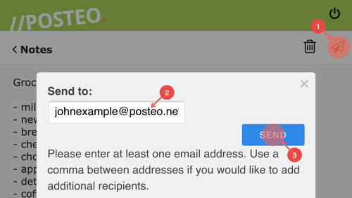 Send Posteo note by mail