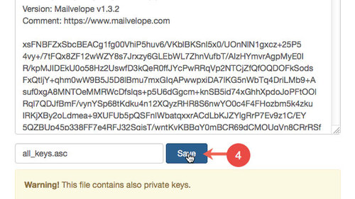 Export and import your key chain from Mailvelope: Step 4