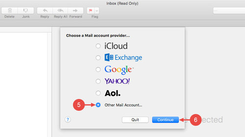 Check "Other Mail Account" and continue.