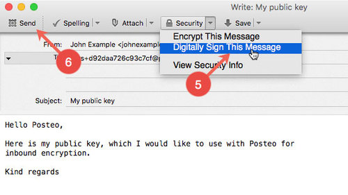Activate inbound encryption with public S/MIME key - Step 5 to 6