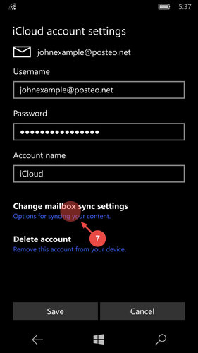 Tap "Change mailbox sync settings"