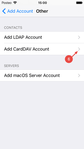 Select the option "Add CardDAV Account".