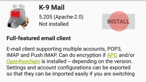 Install K-9 Mail with F-Droid or from the Google Play Store