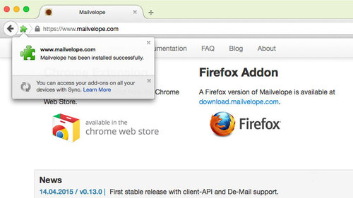 Install Firefox add-on: done