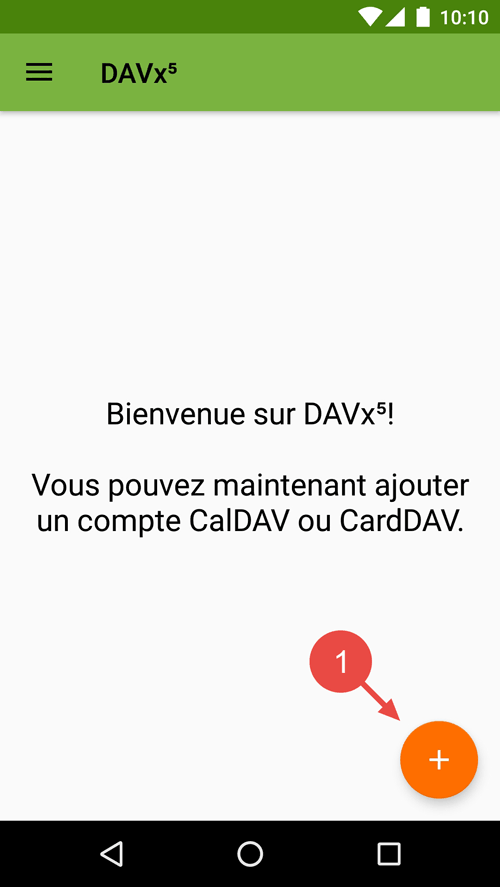 Open Davx5 and tap on the &quot;plus&quot; symbol.
