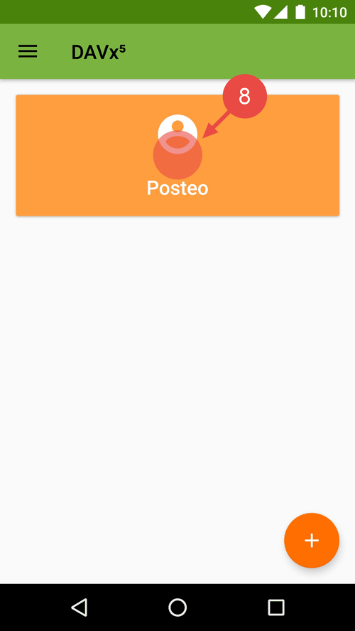 Tap on the newly setup Posteo account in Davx5.