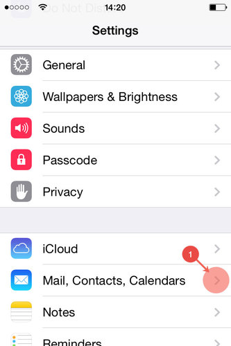 Select "Mail, Contacts, Calendars"