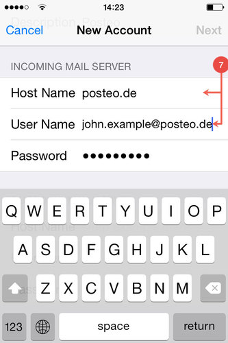 Enter the incoming mail server details 