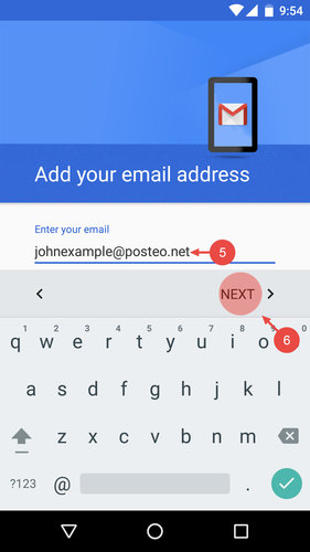 Enter your Posteo email address and tap "Next"