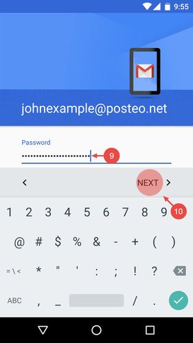 Enter your Posteo password and tap "Next"