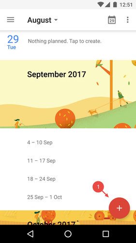 Create a new calendar entry in the Android calendar app.