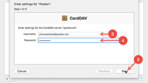 Install Posteo Mac OS X profile: step 3 to 5
