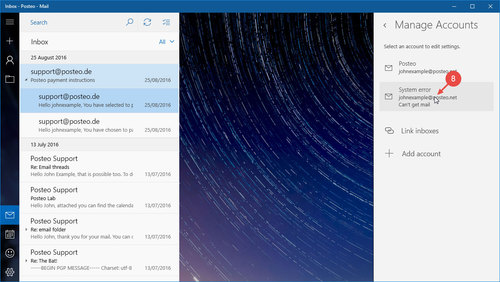   Setting up Posteo Contacts and Calendar in Windows 10: Step 8