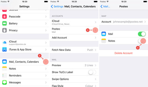 Syncronise iOS notes with Posteo