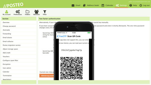 Setup two factor authentication - step 9: scan QR code