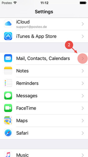 Tap "Mail, Contacts, Calendars"