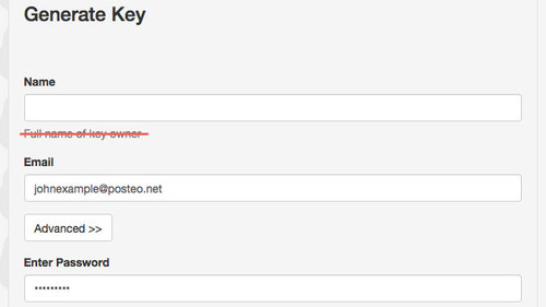 Posteo guidelines for keys: No names allowed