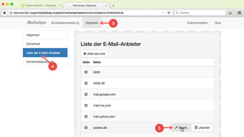 Mailvelope API aktivieren: Schritt 3 bis 5