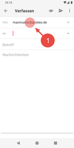 Tippen Sie im Feld "Von" auf Ihre E-Mail-Adresse.