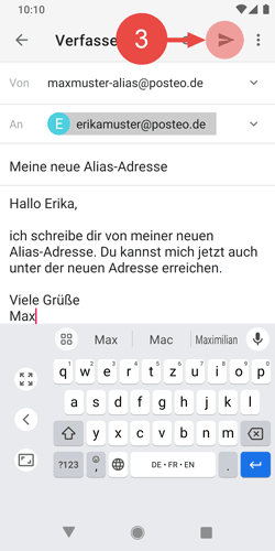 Schreiben und Senden Sie die E-Mail.