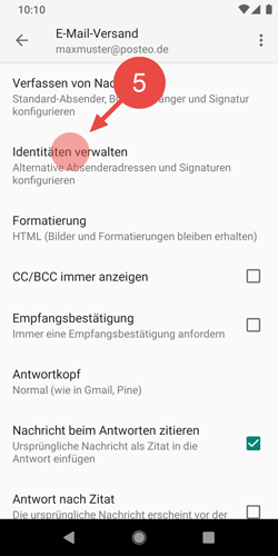 Wählen Sie "Identitäten verwalten".