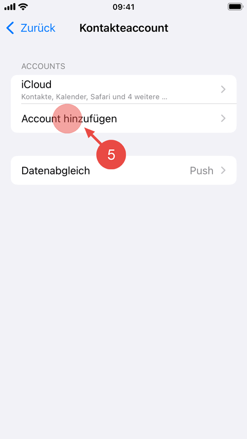 Tippen Sie auf "Account hinzufügen".