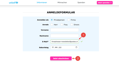 Melden Sie sich bei einem Anbieter mit einer Filter-Adresse an, finden Sie die Filter-Adresse im An-Feld der E-Mails, die Ihnen der Anbieter sendet.