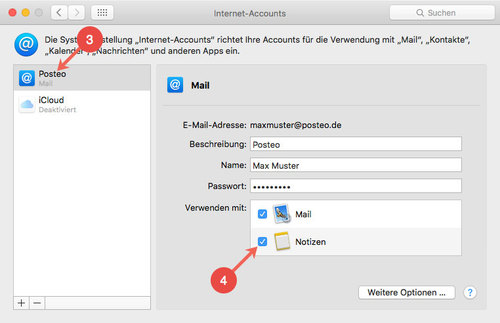 Mac OS X Notizen per IMAP mit Posteo synchronisieren
