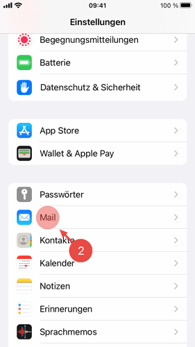 Wählen Sie "Mail" aus.