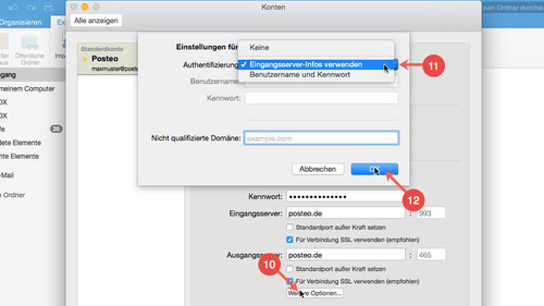Microsoft Outlook für Mac einrichten: Schritt 10 bis 12