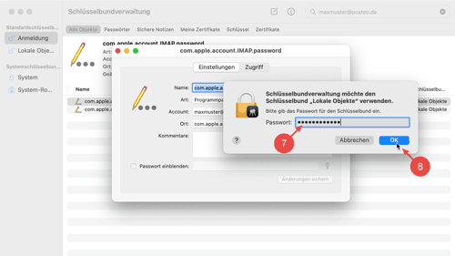 Geben Sie Ihr macOS-Passwort ein und klicken Sie auf "OK".