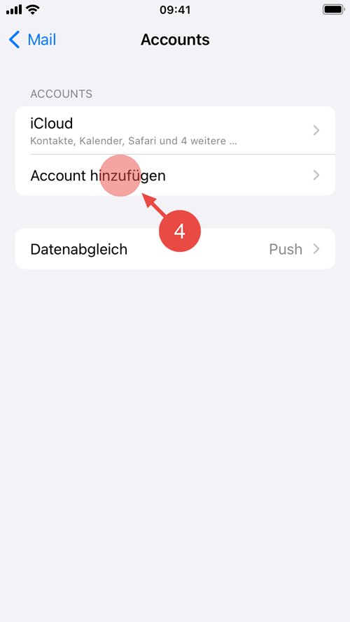 Tippen Sie auf "Account hinzufügen".