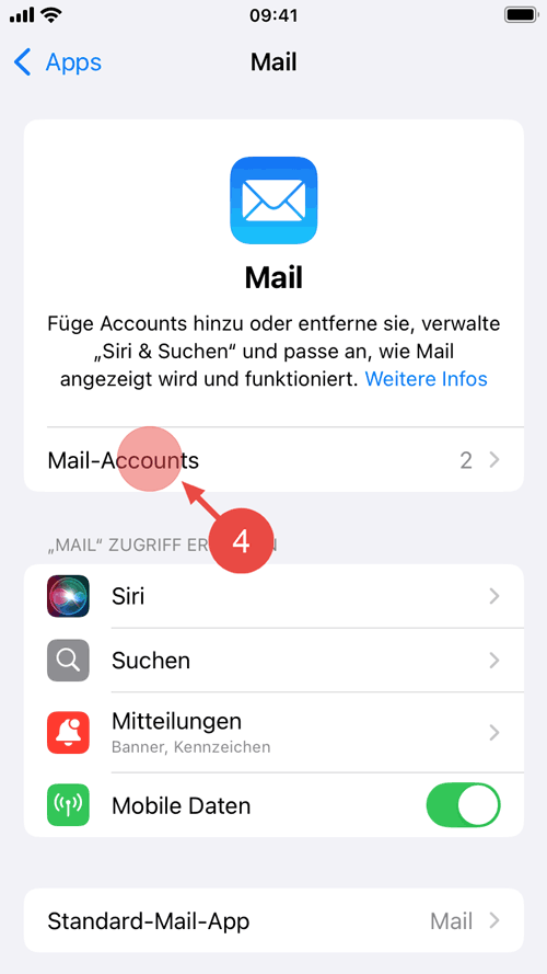 Wählen Sie "Accounts".