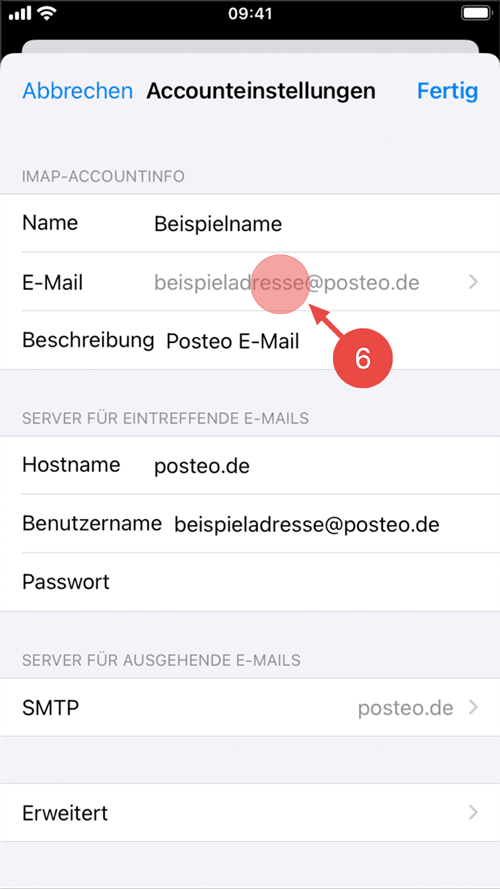 Öffnen Sie den Eintrag "E-Mail".