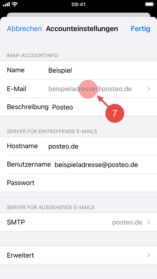 Öffnen Sie den Eintrag "E-Mail".