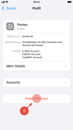 Tippen Sie auf "Profil entfernen".