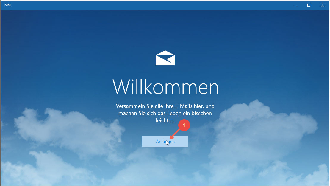 Windows 10 Mail einrichten: Schritt 1