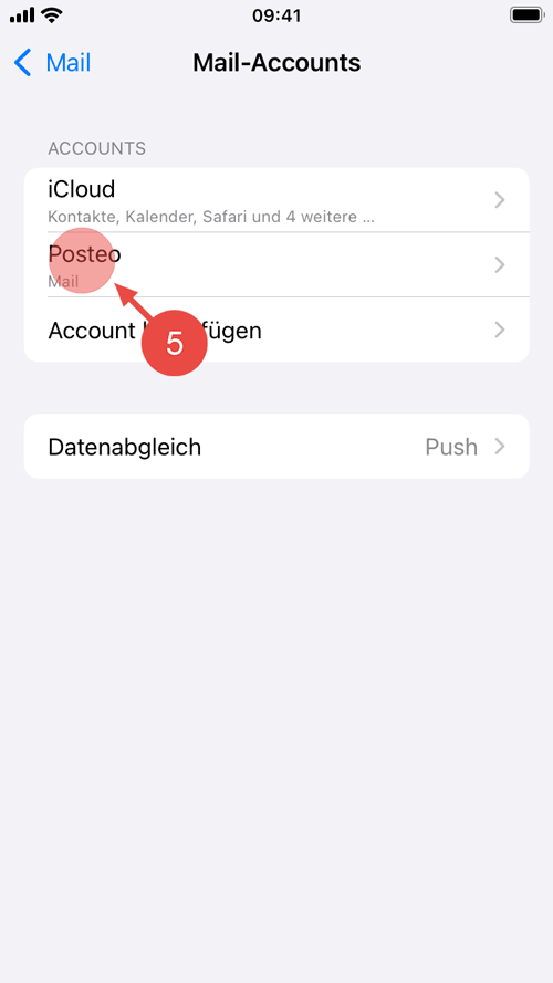 Wählen Sie Ihr Posteo-Konto aus.