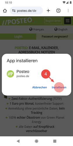 Bestätigen Sie mit einem Fingertipp auf "Installieren".